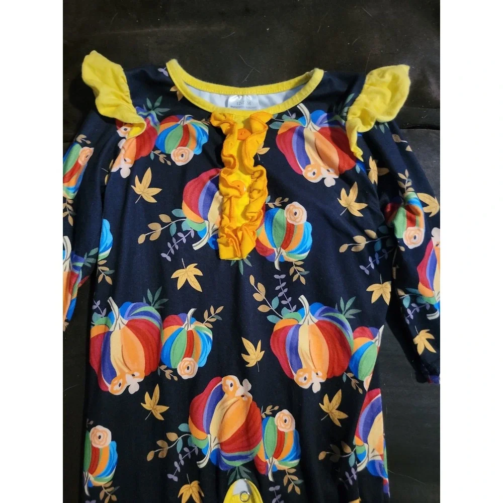 Boutique ruffle leg rainbow pumpkin one piece romper size 12 18 months